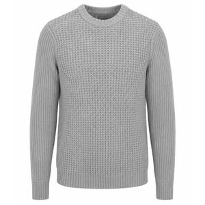 Calibrate Mens Grey‎ Waffle Knit Merino Wool Blend Crewneck Sweater Size M